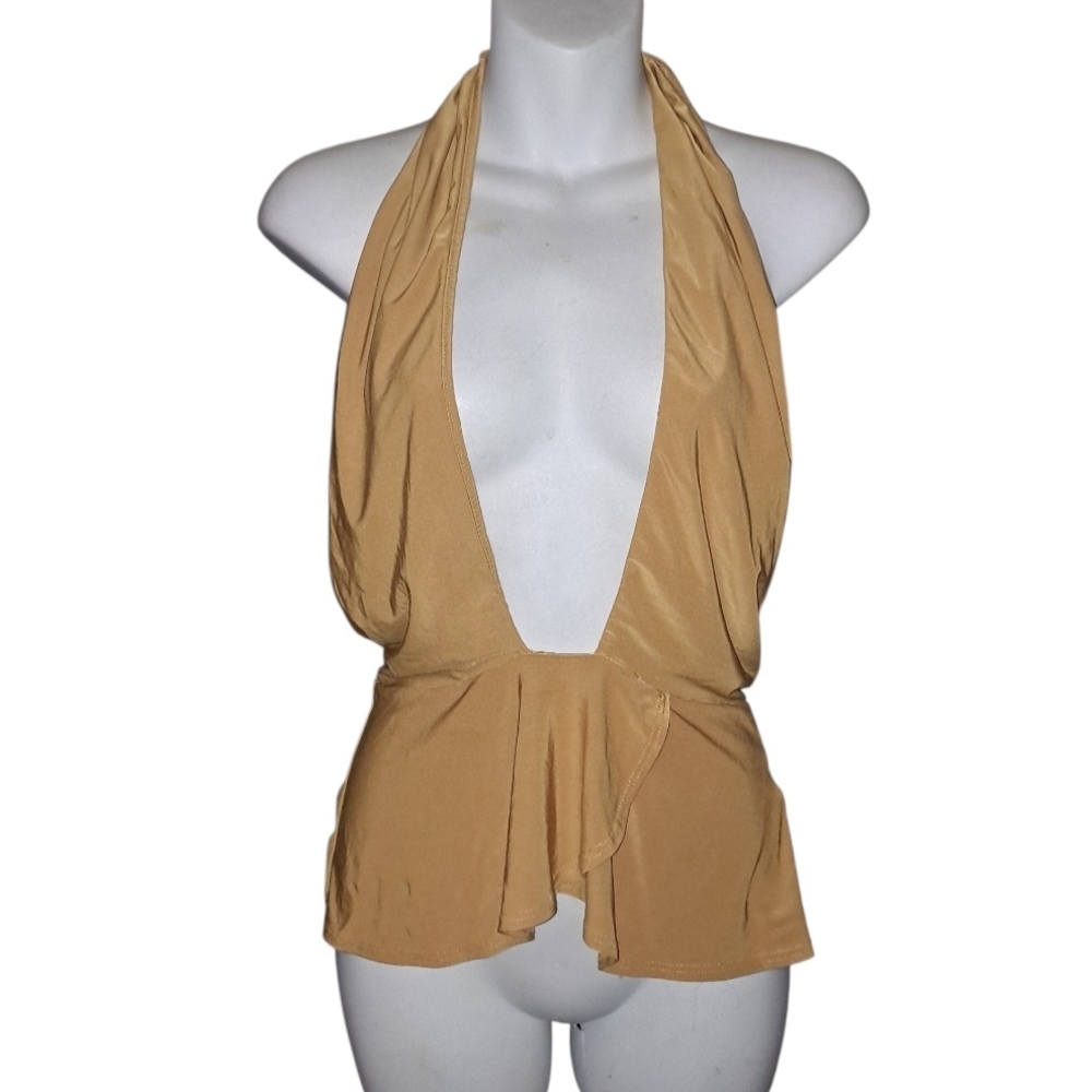 Sleeveless Halter Peplum Top